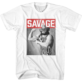 Macho Man-Savage Man-White Adult S/S Tshirt - Coastline Mall