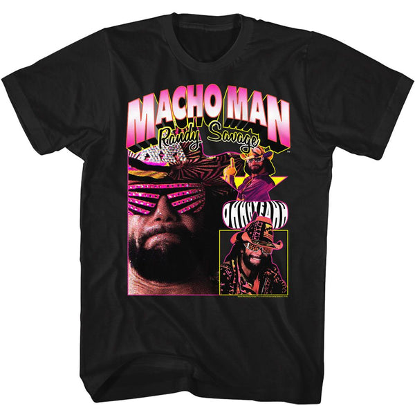 Macho Man-Macho Man Macho Collage-Black Adult S/S Tshirt