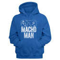 Macho Man Redo Logo Royal Blue Adult Long Sleeve Pullover Hoodie - Coastline Mall