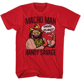 Macho Man-Oooh Yeah-Red Adult S/S Tshirt - Coastline Mall