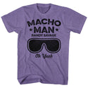 Macho Man-Oh Yeah-Retro Purple Heather Adult S/S Tshirt - Coastline Mall