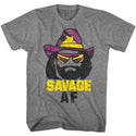 Macho Man-Savage Af-Graphite Heather Adult S/S Tshirt - Coastline Mall