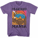 Macho Man-Mania-Retro Purple Heather Adult S/S Tshirt - Coastline Mall