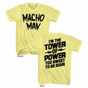 Macho Man-Tower-Yellow Heather Adult S/S Front-Back Print Tshirt - Coastline Mall