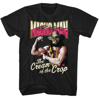 Macho Man-Cream Of The Crop-Black Adult S/S Tshirt - Coastline Mall