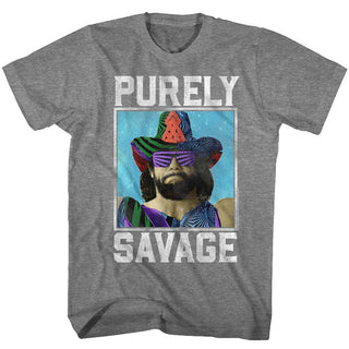 Macho Man-Purely Savage-Graphite Heather Adult S/S Tshirt - Coastline Mall