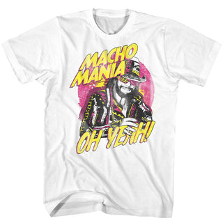 Macho Man-Macho Mania-White Adult S/S Tshirt - Coastline Mall