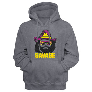 Macho Man - Just Savage | Gunmetal Heather L/S Pullover Adult Hoodie - Coastline Mall