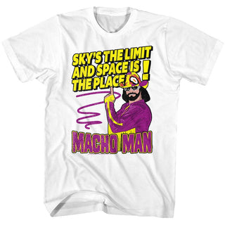 Macho Man-Sky's The Limit-White Adult S/S Tshirt - Coastline Mall