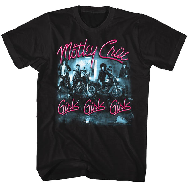 Motley Crue - Girls Girls Girls Logo Black Short Sleeve Adult T-Shirt tee - Coastline Mall