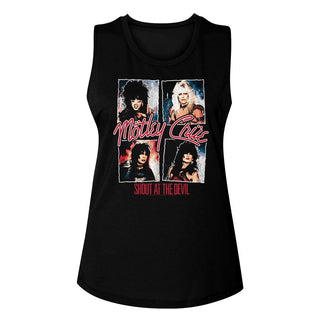 Motley Crue - Shout At The Devil Logo Black Ladies Muscle Tank T-Shirt tee - Coastline Mall