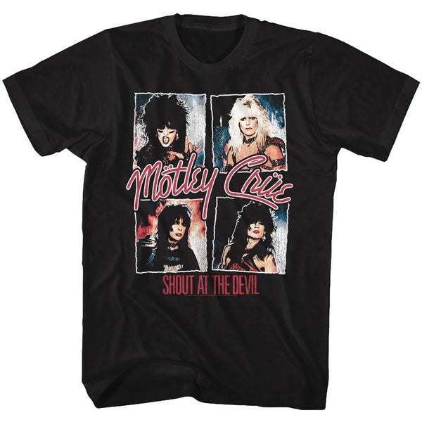 Motley Crue - Shout At The Devil Logo Black Short Sleeve Adult T-Shirt tee - Coastline Mall