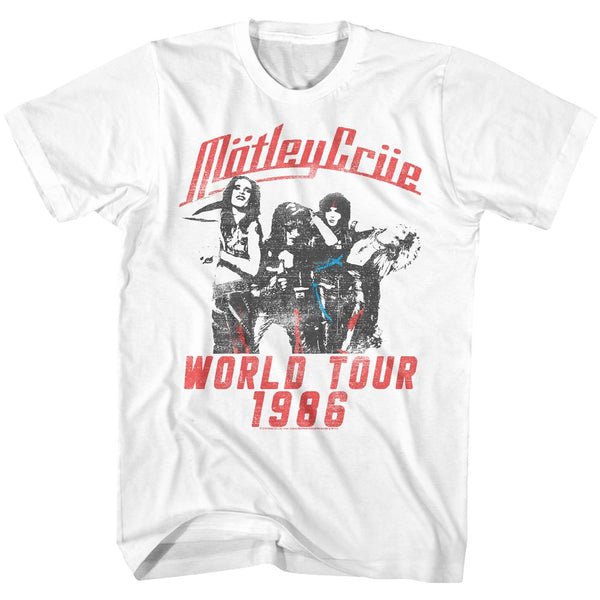 Motley Crue - World Tour Logo White Short Sleeve Adult Soft Slim Fit Unisex Jersey T-Shirt tee - Coastline Mall