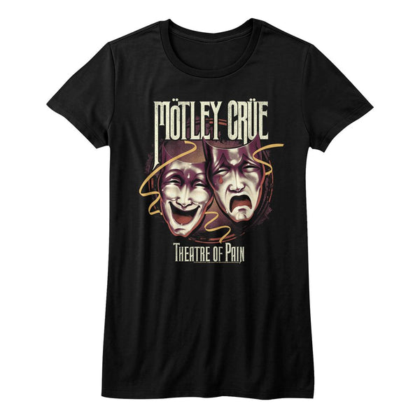 Motley Crue - Theatre Of Pain Logo Black Short Sleeve Ladies T-Shirt tee - Coastline Mall