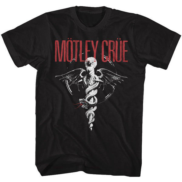 Motley Crue - Red Logo B&W Logo Black Short Sleeve Adult Soft Slim Fit Unisex Jersey T-Shirt tee - Coastline Mall
