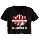 Motley Crue - Crue Sign Logo Black Short Sleeve Ladies Festival Cali Crop T-Shirt tee - Coastline Mall
