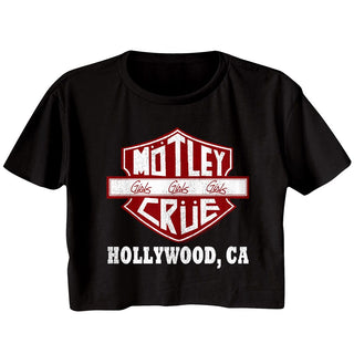 Motley Crue - Crue Sign Logo Black Short Sleeve Ladies Festival Cali Crop T-Shirt tee - Coastline Mall