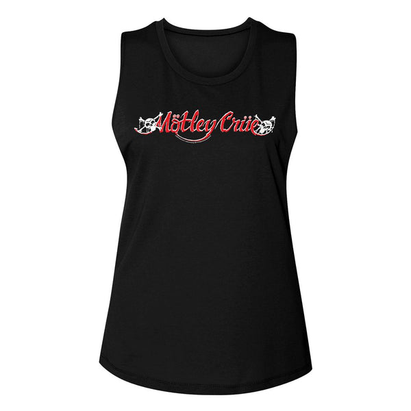 Motley Crue - Red & White Logo Black Ladies Muscle Tank T-Shirt tee - Coastline Mall