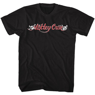 Motley Crue - Red & White Logo Black Short Sleeve Adult Soft Slim Fit Unisex Jersey T-Shirt tee - Coastline Mall
