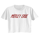 Motley Crue - Logo White Short Sleeve Ladies Festival Cali Crop T-Shirt tee - Coastline Mall