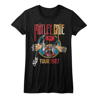 Motley Crue - Tour 1987 Logo Black Short Sleeve Ladies T-Shirt tee - Coastline Mall