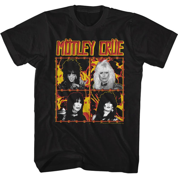 Motley Crue - Fire And Wire Logo Black Short Sleeve Adult Soft Slim Fit Unisex Jersey T-Shirt tee - Coastline Mall