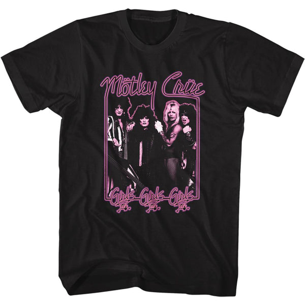 Motley Crue - Girls Girls Girls Neon Logo BlackShort Sleeve Adult Soft Slim Fit Unisex Jersey T-Shirt tee - Coastline Mall