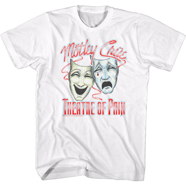 Motley Crue - Dotty Masks Logo White Short Sleeve Adult Soft Slim Fit Unisex Jersey T-Shirt tee - Coastline Mall