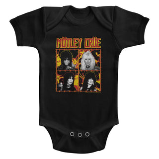 Motley Crue - Fire And Wire Logo Black Short Sleeve Infant Bodysuit - Coastline Mall