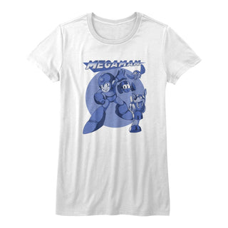 Mega Man-Megablues-White Ladies S/S Tshirt - Coastline Mall