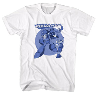 Mega Man-Megablues-White Adult S/S Tshirt - Coastline Mall