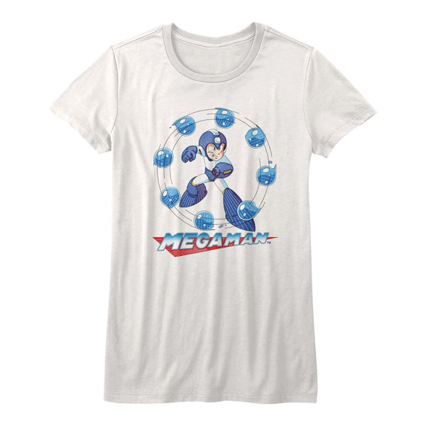 Mega Man-Water Shield-White Ladies S/S Tshirt - Coastline Mall