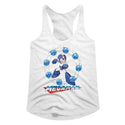 Mega Man-Water Shield-White Ladies Racerback - Coastline Mall