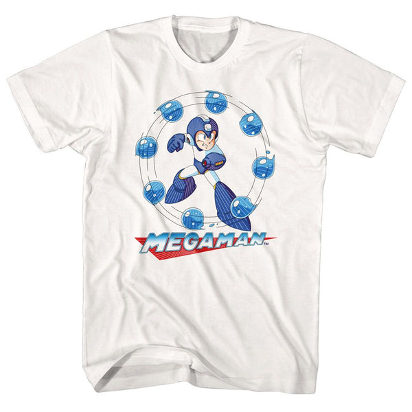 Mega Man-Water Shield-White Adult S/S Tshirt - Coastline Mall