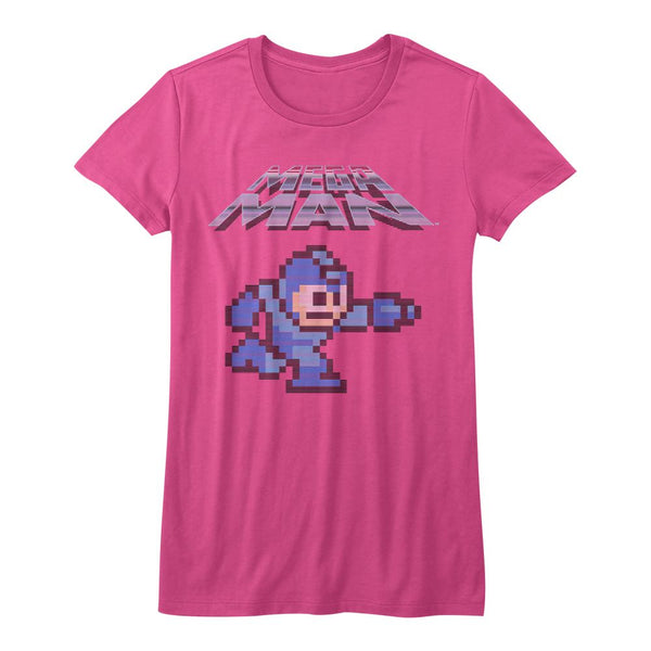 Mega Man-Mega Gunner-Hot Pink Juniors S/S Tshirt - Coastline Mall