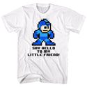 Mega Man-Say Hello To My Little Friend-White Adult S/S Tshirt - Coastline Mall