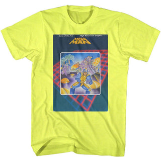 Mega Man-Mega Cover-Neon Yellow Heather Adult S/S Tshirt - Coastline Mall