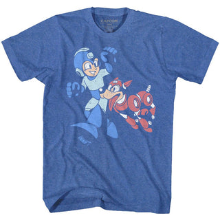 Mega Man-Let'S Goooo-Royal Heather Adult S/S Tshirt - Coastline Mall
