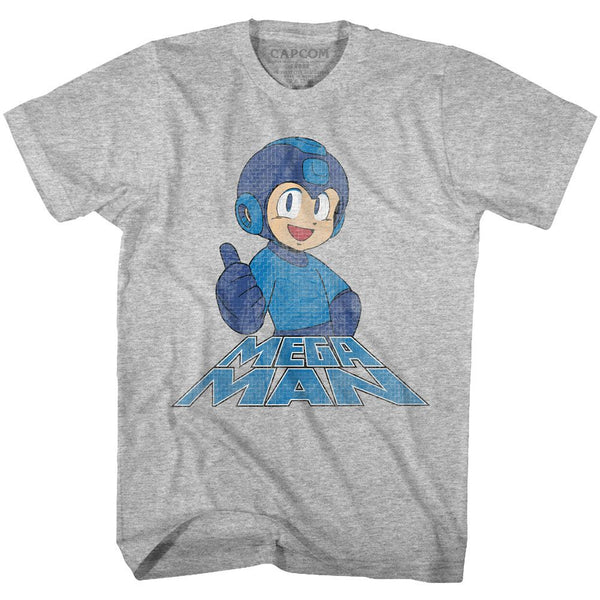 Mega Man-Right On-Gray Heather Adult S/S Tshirt - Coastline Mall