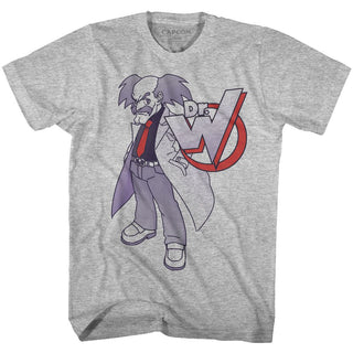 Mega Man-Dr. Willy-Gray Heather Adult S/S Tshirt - Coastline Mall