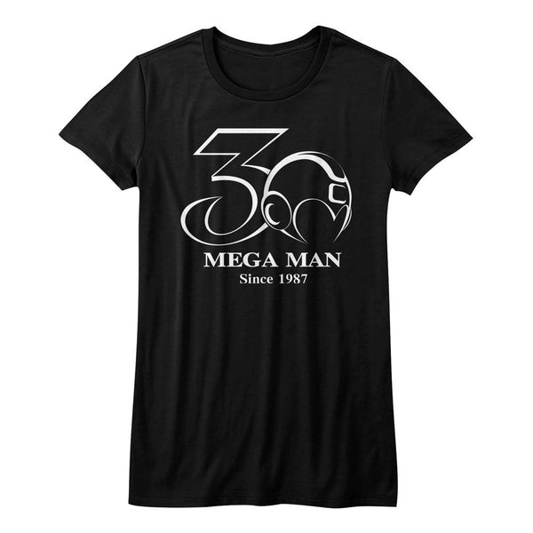 Mega Man-30Th Bw-Black Ladies S/S Tshirt - Coastline Mall