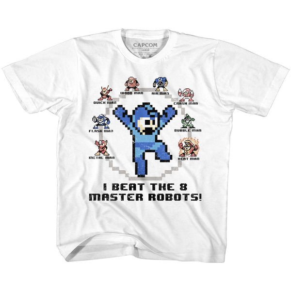 Mega Man-8 Master Robots-White Toddler-Youth S/S Tshirt - Coastline Mall