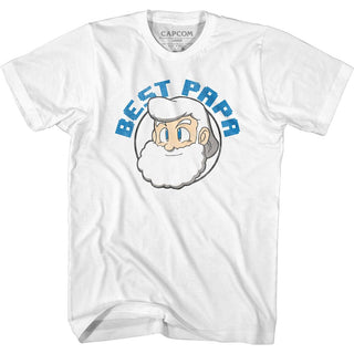 Mega Man-Best Papa-White Adult S/S Tshirt - Coastline Mall