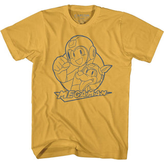 Mega Man - Mega And Rush Logo Ginger Adult Short Sleeve T-Shirt tee - Coastline Mall
