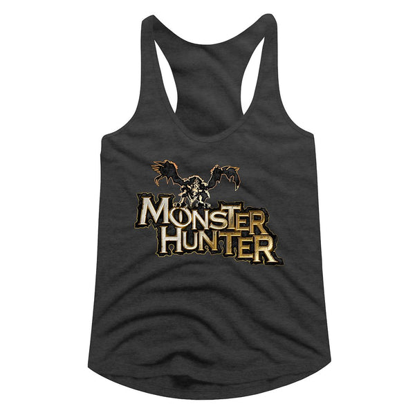 Monster Hunter-Mh Logo-Dark Gray Heather Ladies Racerback - Coastline Mall