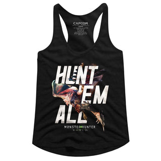 Monster Hunter-Hunt Em All-Black Ladies Racerback - Coastline Mall