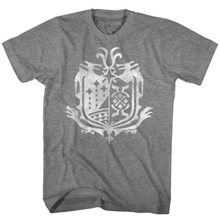 Monster Hunter-Weathered World Emblem-Graphite Heather Adult S/S Tshirt - Coastline Mall