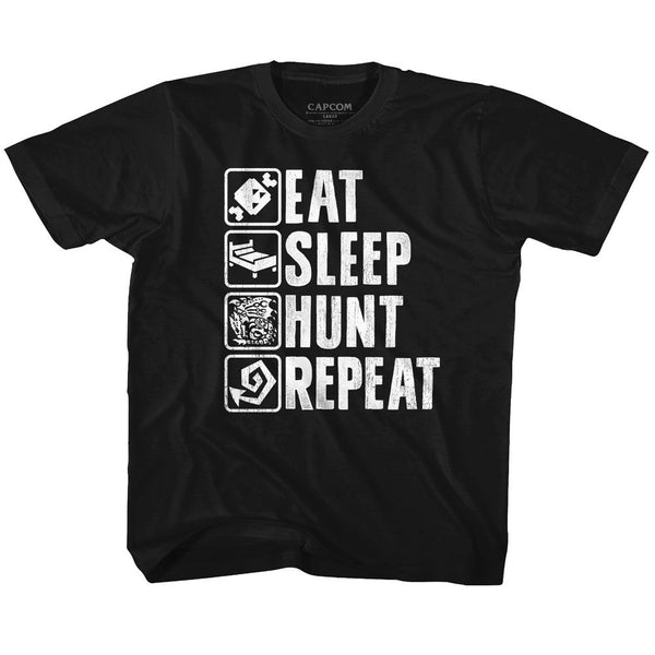 Monster Hunter-Hunt Repeat-Black Toddler-Youth S/S Tshirt - Coastline Mall