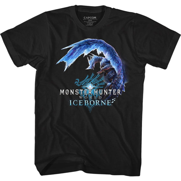 Monster Hunter - Icy Dragon Logo Black Adult Short Sleeve T-Shirt tee - Coastline Mall