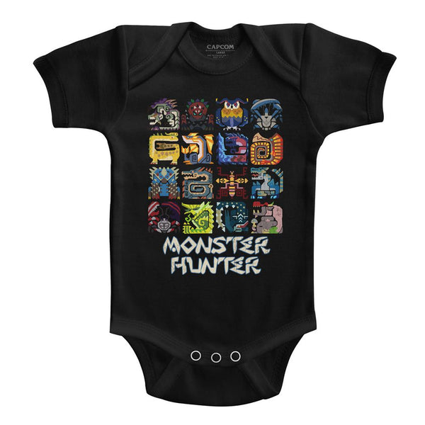 Monster Hunter - Symbols Logo Black Infant Short Sleeve Onesie Bodysuit - Coastline Mall